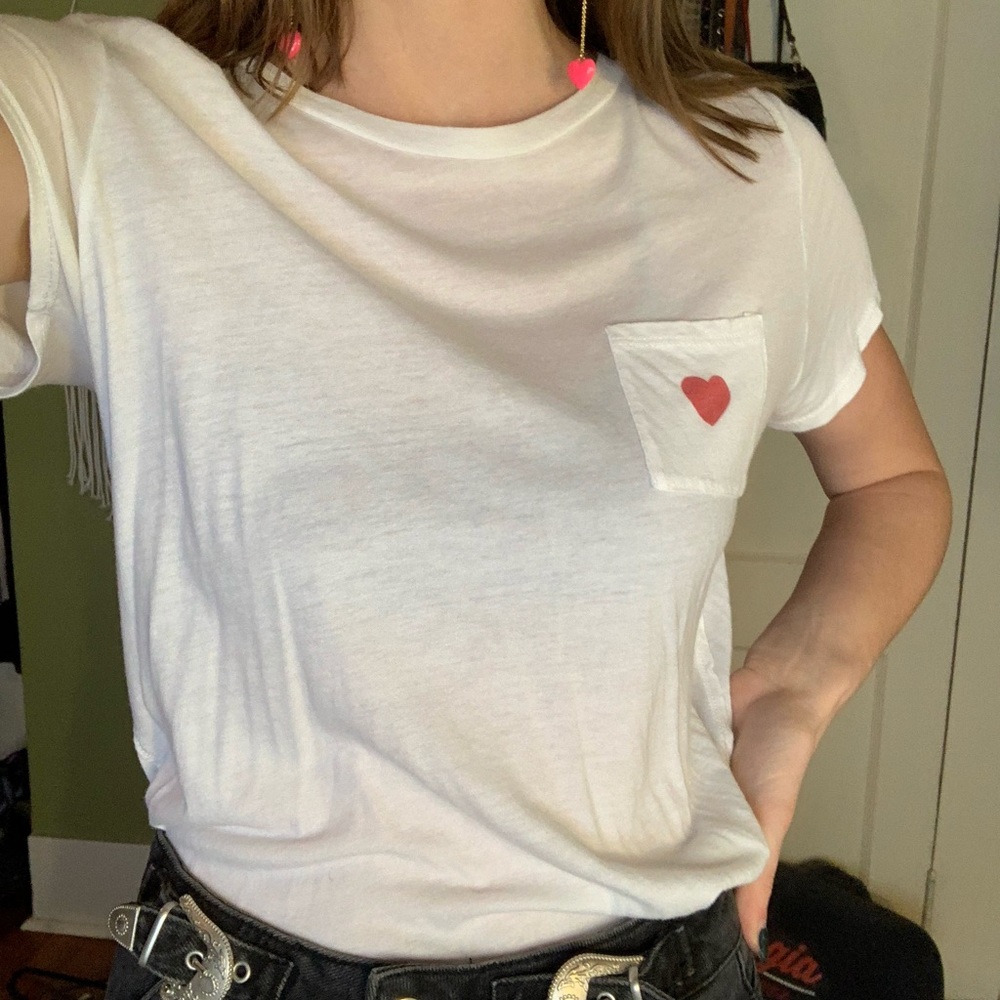 MICHELLE by Comune White Tee with Heart Pocket